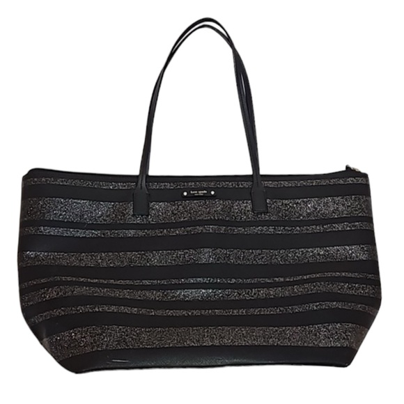 kate spade Handbags - 🍄 Kate Spade Black and Silver Striped Tote Bag